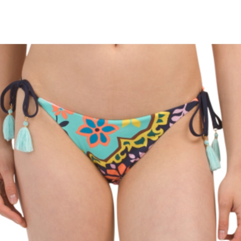 Sunshine 79 Bikini Bottoms Sz 10 12 14 NEW W/Tags Floral Side Tie MultiColor